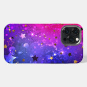 Etui iPhone 13 Pro Max Fond bleu rose brillant (Verso Horizontal)