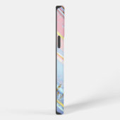 Etui iPhone 13 Pro Max Fond rose texturé (Côté droit)