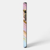 Etui iPhone 13 Pro Max Fond rose texturé (Côté gauche)