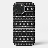 Etui iPhone 13 Pro Max Formes Aztec Motif gris noir (Verso)