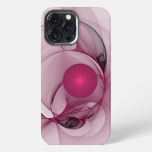 Etui iPhone 13 Pro Max Fractale balançante, Art abstrait moderne rose bai