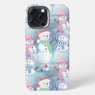 Etui iPhone 13 Pro Max Funky Snowmen Noël Arbre String Motif