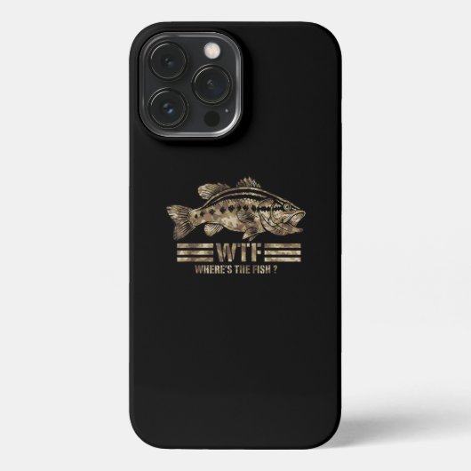 Etui iPhone 13 Pro Max Funny Bass Fishing Camo Où est le poisson (Verso)
