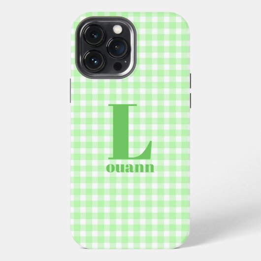 Etui iPhone 13 Pro Max gingham vert citron (Verso)