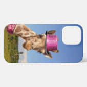 Etui iPhone 13 Pro Max Giraffe en casquette rose étincelant (Verso Horizontal)