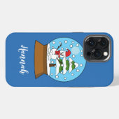Etui iPhone 13 Pro Max Globe des neiges avec Snowman et Pine Tree | Perso (Verso Horizontal)