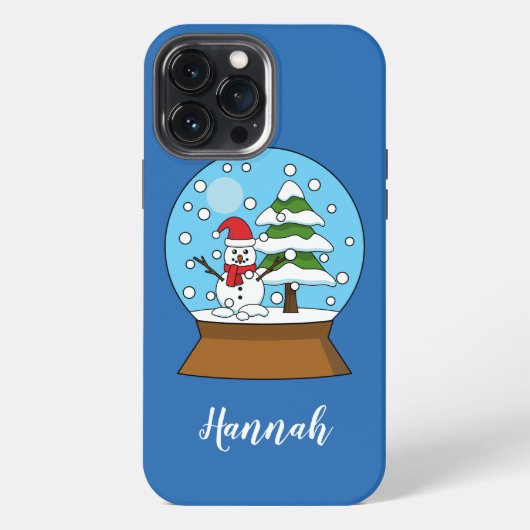 Etui iPhone 13 Pro Max Globe des neiges avec Snowman et Pine Tree | Perso (Verso)
