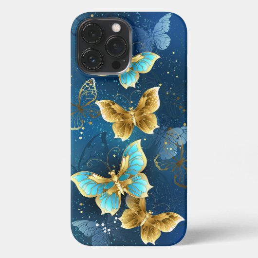 Etui iPhone 13 Pro Max Golden butterflies (Verso)