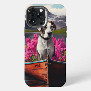 Etui iPhone 13 Pro Max Grand Danois sur une pagaie : Une aventure panoram