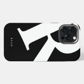 Etui iPhone 13 Pro Max Grand Initial | Typographie Moderne | Noir (Verso Horizontal)