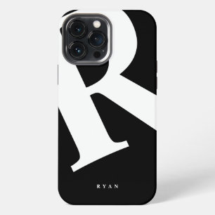 Etui iPhone 13 Pro Max Grand Initial Typographie Moderne Noir