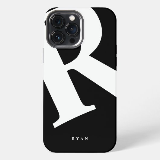 Etui iPhone 13 Pro Max Grand Initial | Typographie Moderne | Noir (Verso)