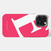Etui iPhone 13 Pro Max Grand Initial | Typographie Moderne | Rose (Verso Horizontal)
