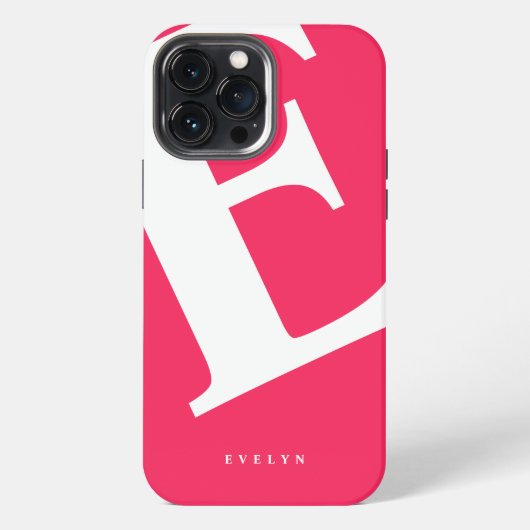 Etui iPhone 13 Pro Max Grand Initial | Typographie Moderne | Rose (Verso)