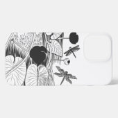 Etui iPhone 13 Pro Max Graphique noir de nénuphars (Verso Horizontal)