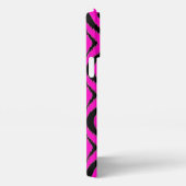 Etui iPhone 13 Pro Max Gras brillant rose chaud noir Ikat Ogee Art Motif (Côté droit)