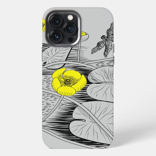Etui iPhone 13 Pro Max Gravure de nénuphars (Verso)