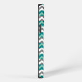 Etui iPhone 13 Pro Max Gray Mint Chevron Zigzag (Côté droit)