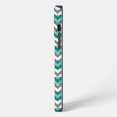 Etui iPhone 13 Pro Max Gray Mint Chevron Zigzag (Côté gauche)