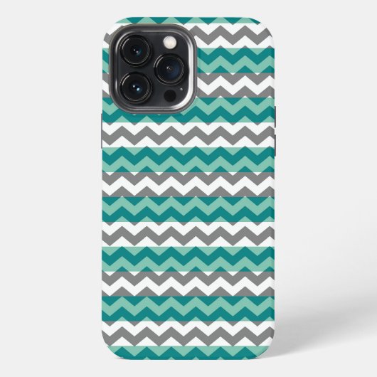Etui iPhone 13 Pro Max Gray Mint Chevron Zigzag (Verso)