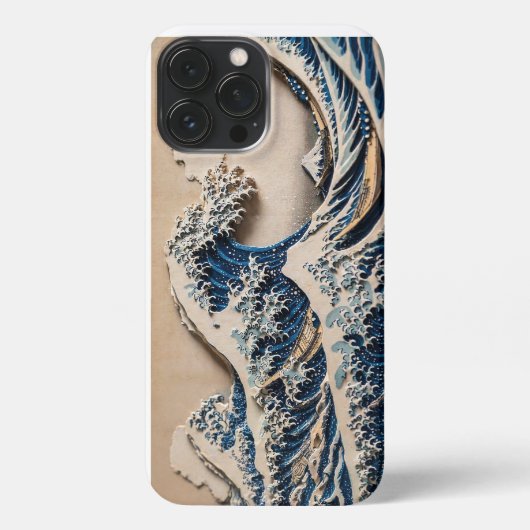 Etui iPhone 13 Pro Max Great Wave 3D Shadow Relief Phone Case – Bold Hoku (Verso)