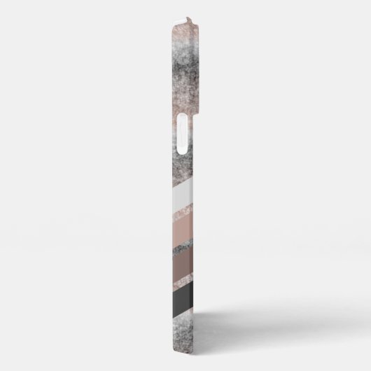 Etui iPhone 13 Pro Max Gris Foncé Personnalisé Beige Brown Rayures rétro (Côté droit)