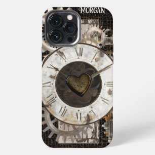 Etui iPhone 13 Pro Max Horloge et engrenages Steampunk