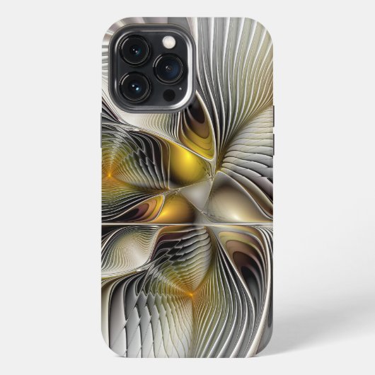 Etui iPhone 13 Pro Max Illusion d'optique abstrait 3D fractal avec profon (Verso)