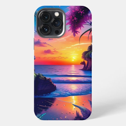 Etui iPhone 13 Pro Max Imaginaire Tropical Beach Two (Verso)