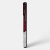 Etui iPhone 13 Pro Max Impression Cuir Rouge et Acier Brossé (Côté gauche)