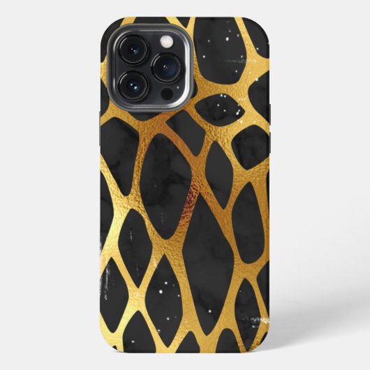 Etui iPhone 13 Pro Max Impression léopard doré (Verso)