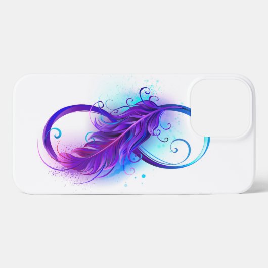 Etui iPhone 13 Pro Max Infinity with purple feather (Verso Horizontal)