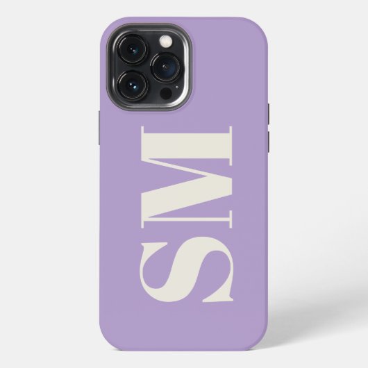 Etui iPhone 13 Pro Max Initiale monogramme lavande élégant (Verso)