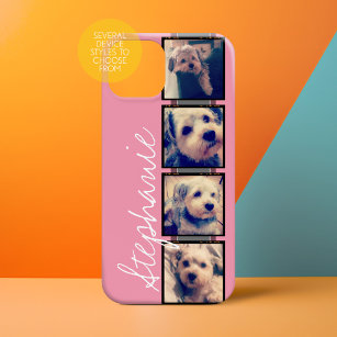 Etui iPhone 13 Pro Max Instagram Photo Film Strip - 4 photos rose gris