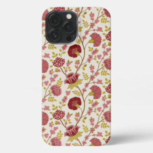 Etui iPhone 13 Pro Max Jacobean Floral Pattern Rouge Rose Gold Crème