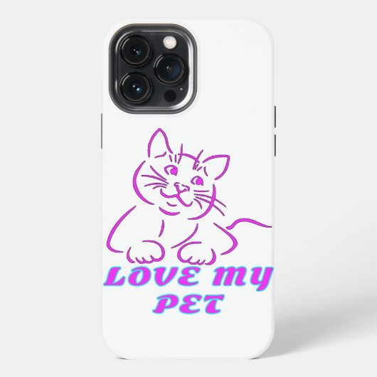 ETUI iPhone 13 PRO MAX J'AIME MON PETIT CHAT ROSE (Verso)