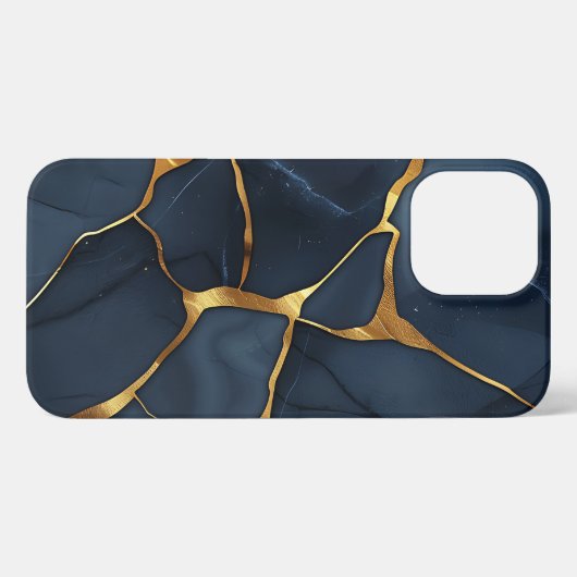 Etui iPhone 13 Pro Max Japonais Kintsugi bleu foncé (Verso Horizontal)