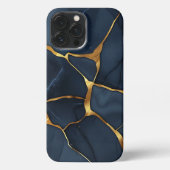 Etui iPhone 13 Pro Max Japonais Kintsugi bleu foncé (Verso)
