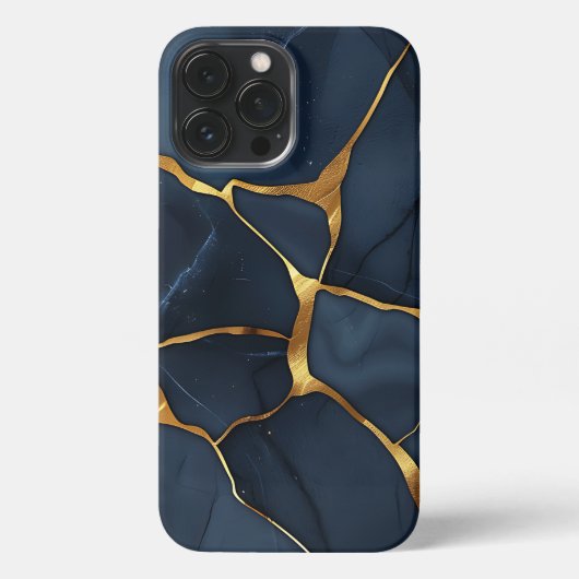 Etui iPhone 13 Pro Max Japonais Kintsugi bleu foncé (Verso)