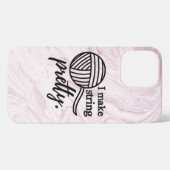 Etui iPhone 13 Pro Max Je Fais Chaîne Jolie Artisanat Marbre Rose (Verso Horizontal)