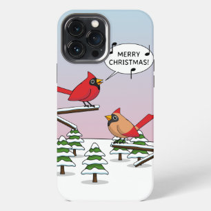 Etui iPhone 13 Pro Max Joli Cardinal Rouge chanter Joyeux Noël