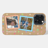 Etui iPhone 13 Pro Max Joli motif à pois personnalisé sur du faux papier (Verso Horizontal)