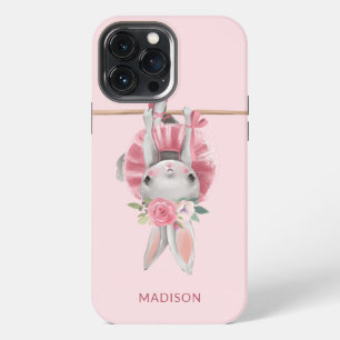 Etui iPhone 13 Pro Max Jolie Ballerine Rose Lapin de Ballet Personnalisé