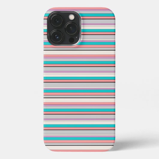 Etui iPhone 13 Pro Max Jolies rayures grises aqua (Verso)