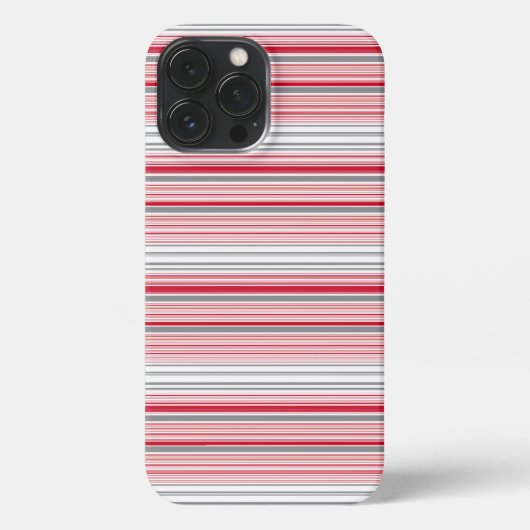 Etui iPhone 13 Pro Max Jolies rayures grises rouges (Verso)