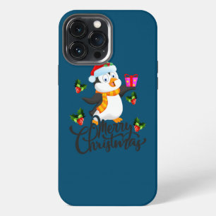 Etui iPhone 13 Pro Max Joyeux Noël au manchot en juillet Santa au gui