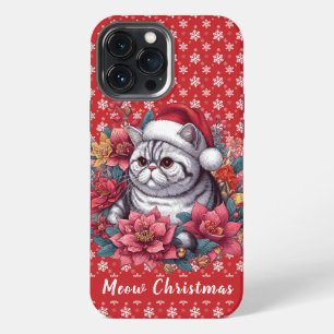 Etui iPhone 13 Pro Max Joyeux Noël Chat Exotic Shorthair, Fleur de Père N
