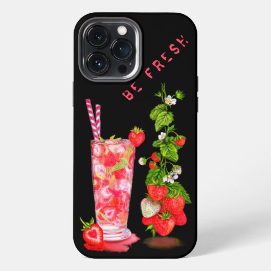 Etui iPhone 13 Pro Max Jus de fraise boisson fraîche (Verso)