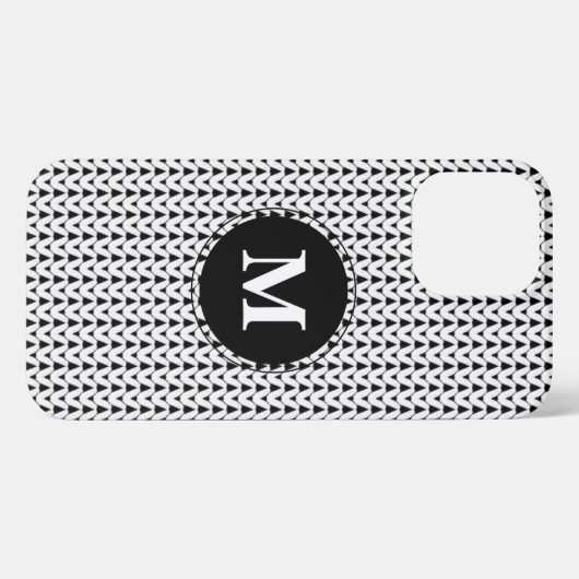 Etui iPhone 13 Pro Max Knit Stitch Artisanat coque iphone Monogramme blan (Verso Horizontal)
