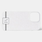 Etui iPhone 13 Pro Max Knit Stitch coque iphone gris monogramme texturé (Verso Horizontal)
